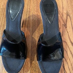Fendi open toe wedge sandal.